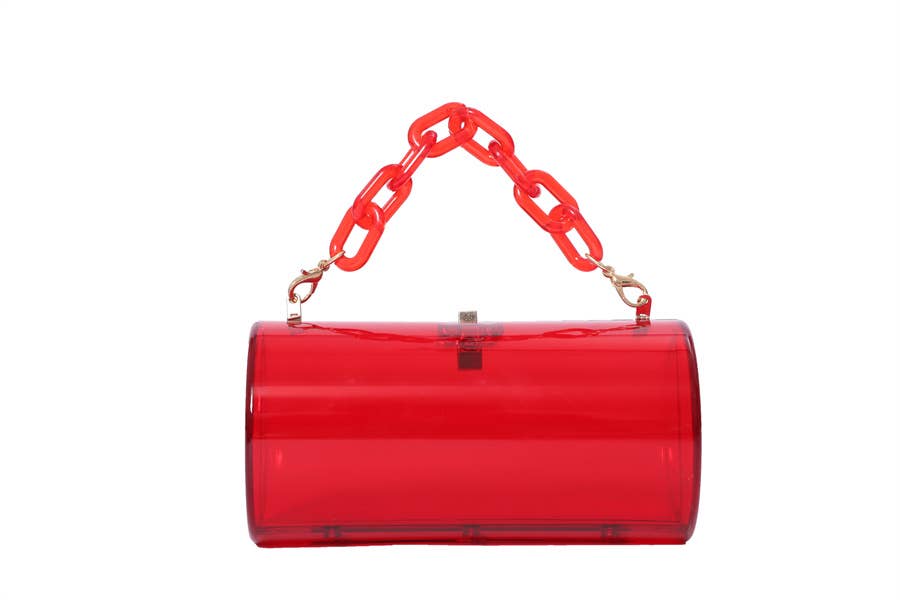 Ladies Clear See Thru Handbag With Acrylic Chain Handbag