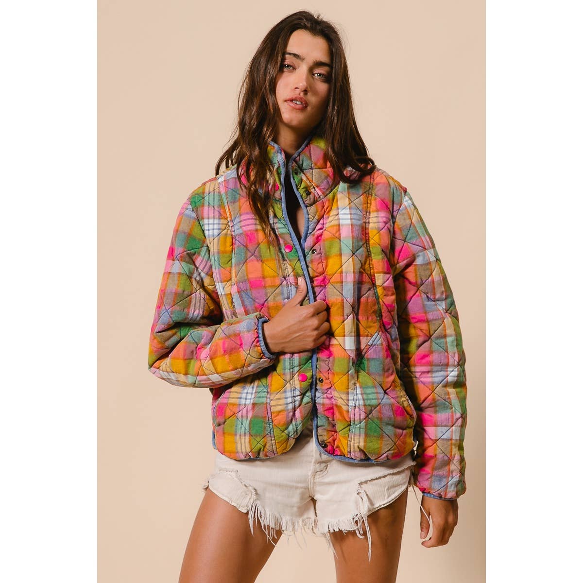 PLAID QUILTED JACKET