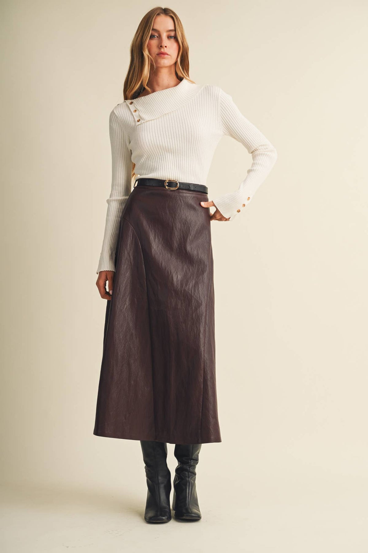 Maroon A-line Skirt