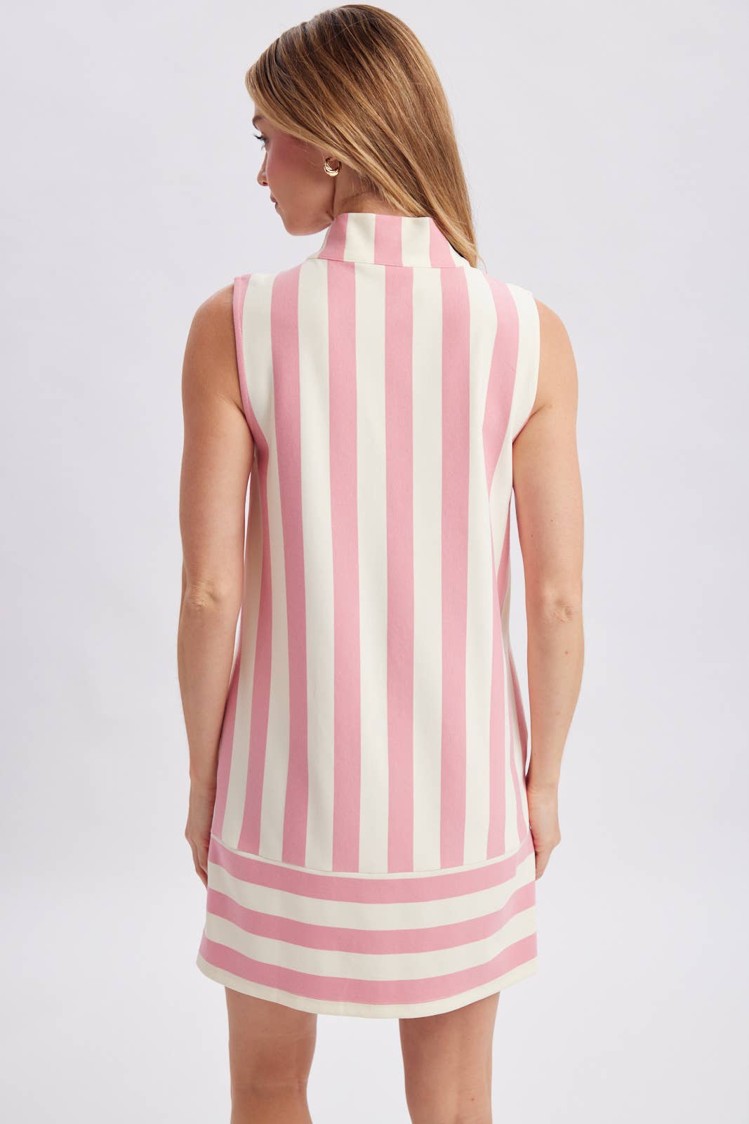 STRIPED HALF-ZIP MINI DRESS