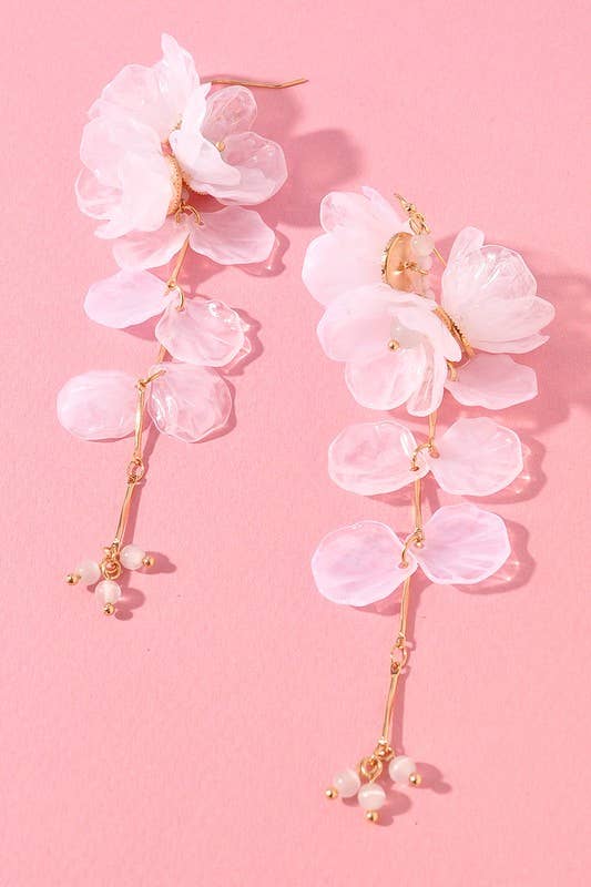 TRANSLUCENT FLOWER CLUSTER DROP EARRINGS