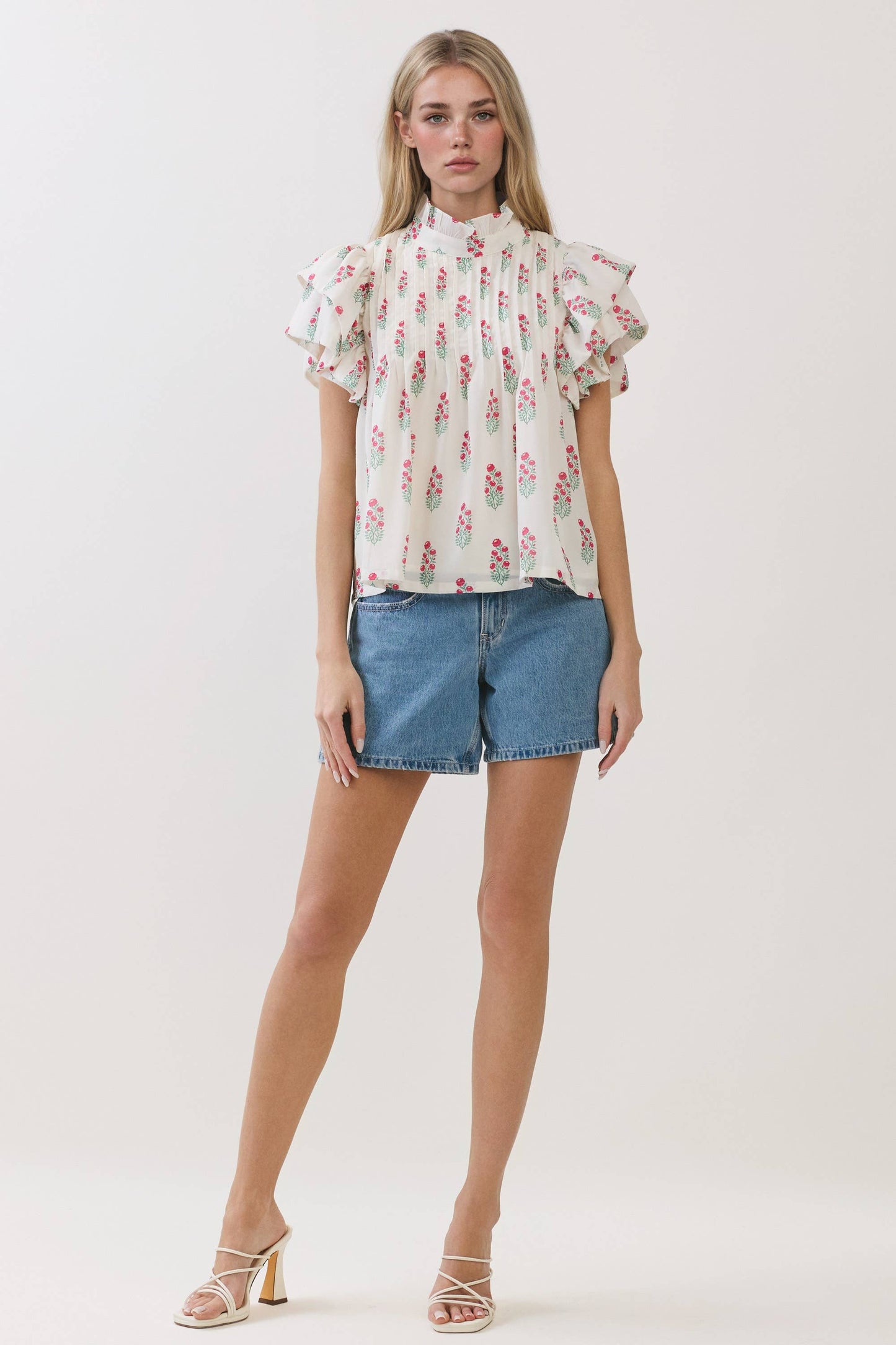 Floral Print High Neck Top