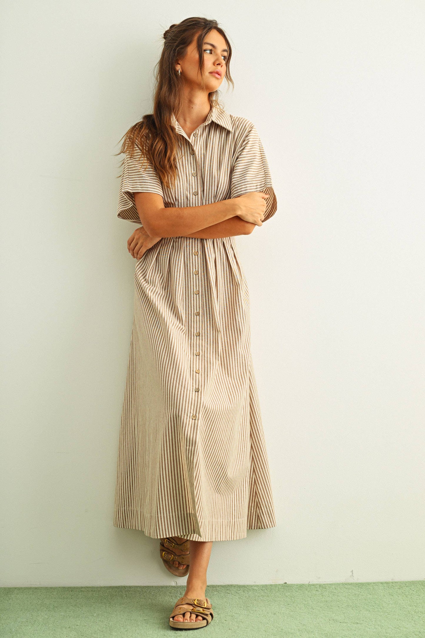 STRIPED BUTTONDOWN SHIRT DRESS