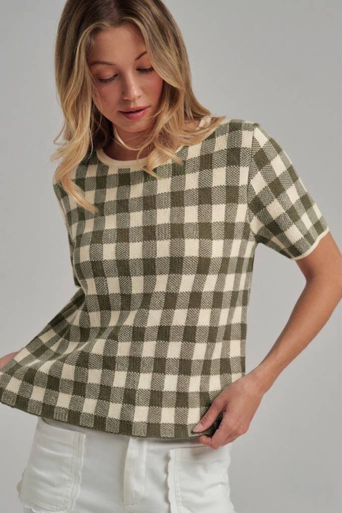 GINGHAM FALL KNITTED SWEATER