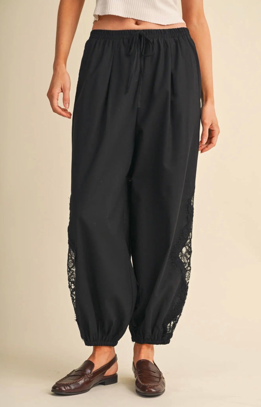 LACE DETAIL BALLOON PANTS *More Colors*