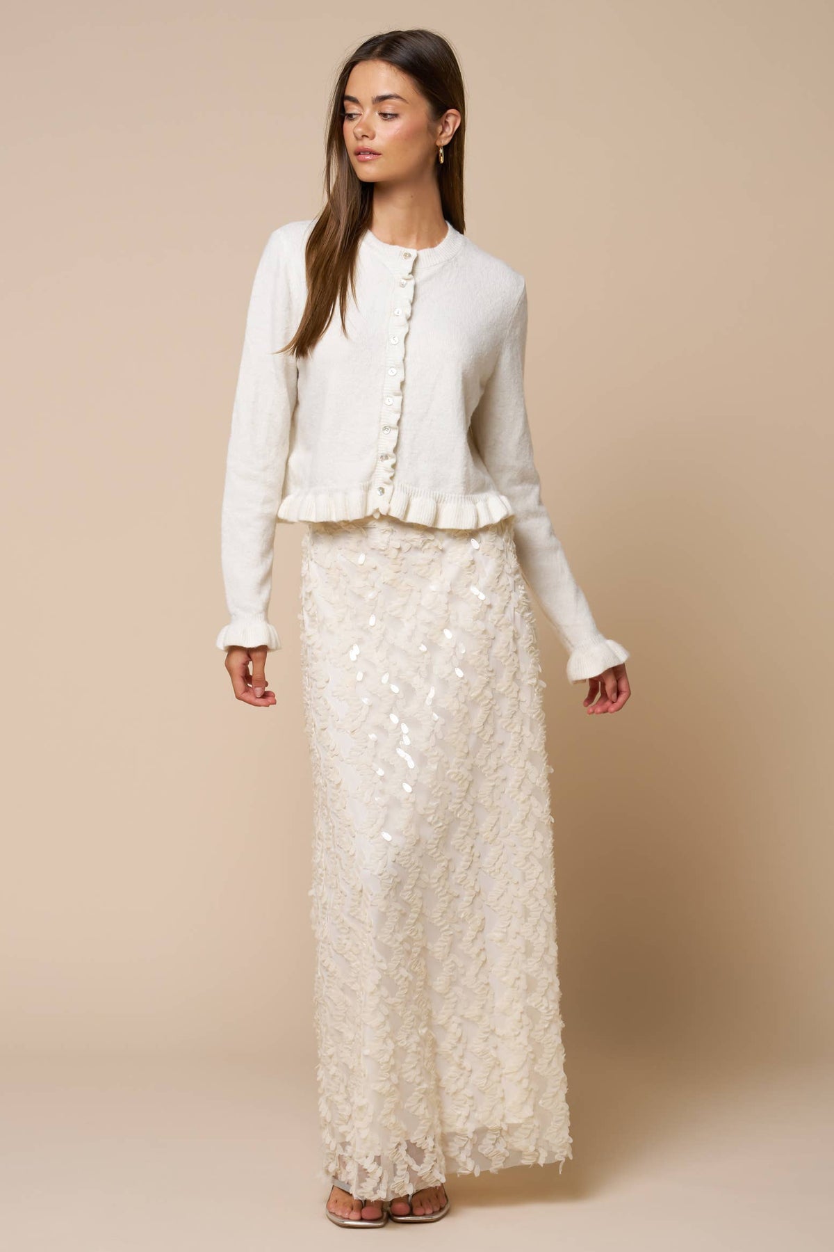 Ruffled Hem Cardigan
