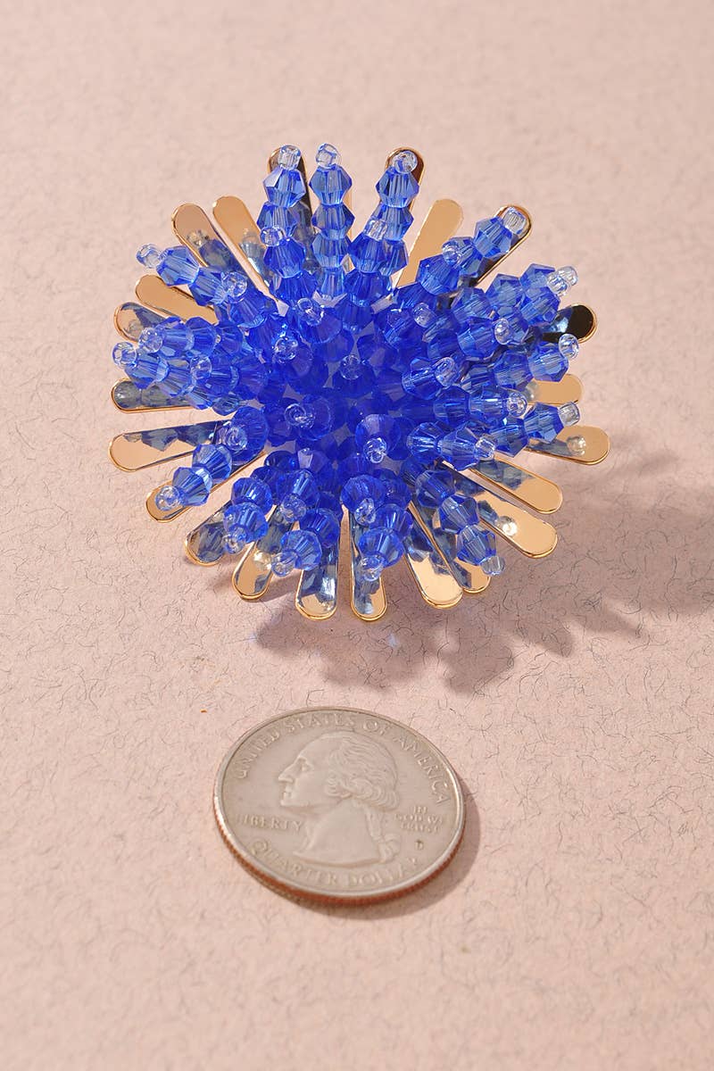 METAL BEADED SUNBURST STATEMENT EARRINGS