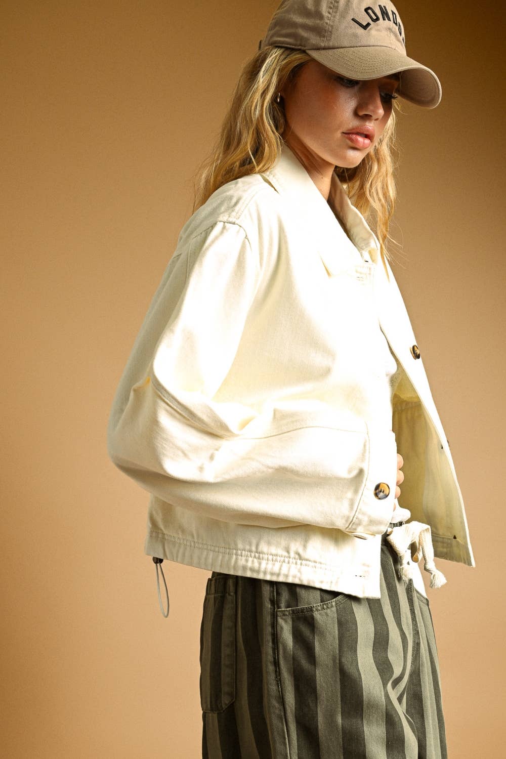 ECRU LONG SLEEVE JACKET WITH ADJUST CUFF