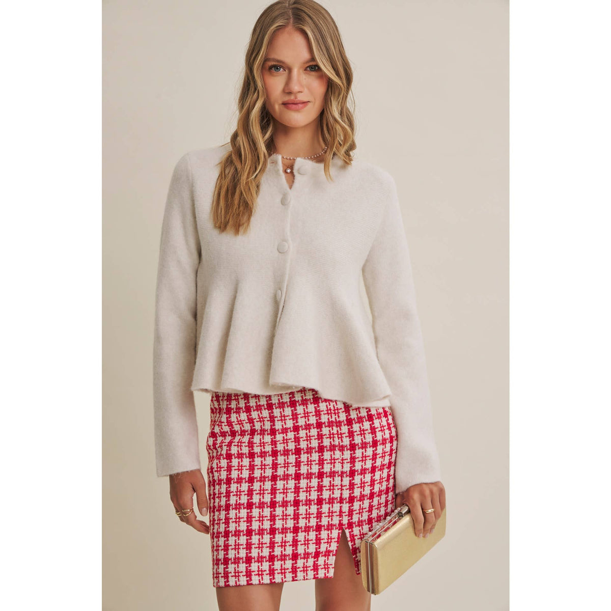 PEPLUM BUTTON SWEATER *MORE COLORS*