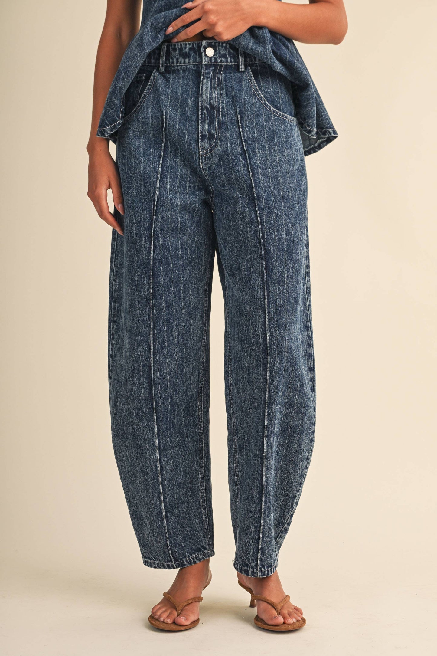 DENIM PEPLUM & BARREL SET