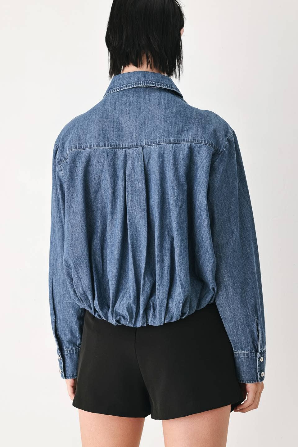 Denim Ruched Top