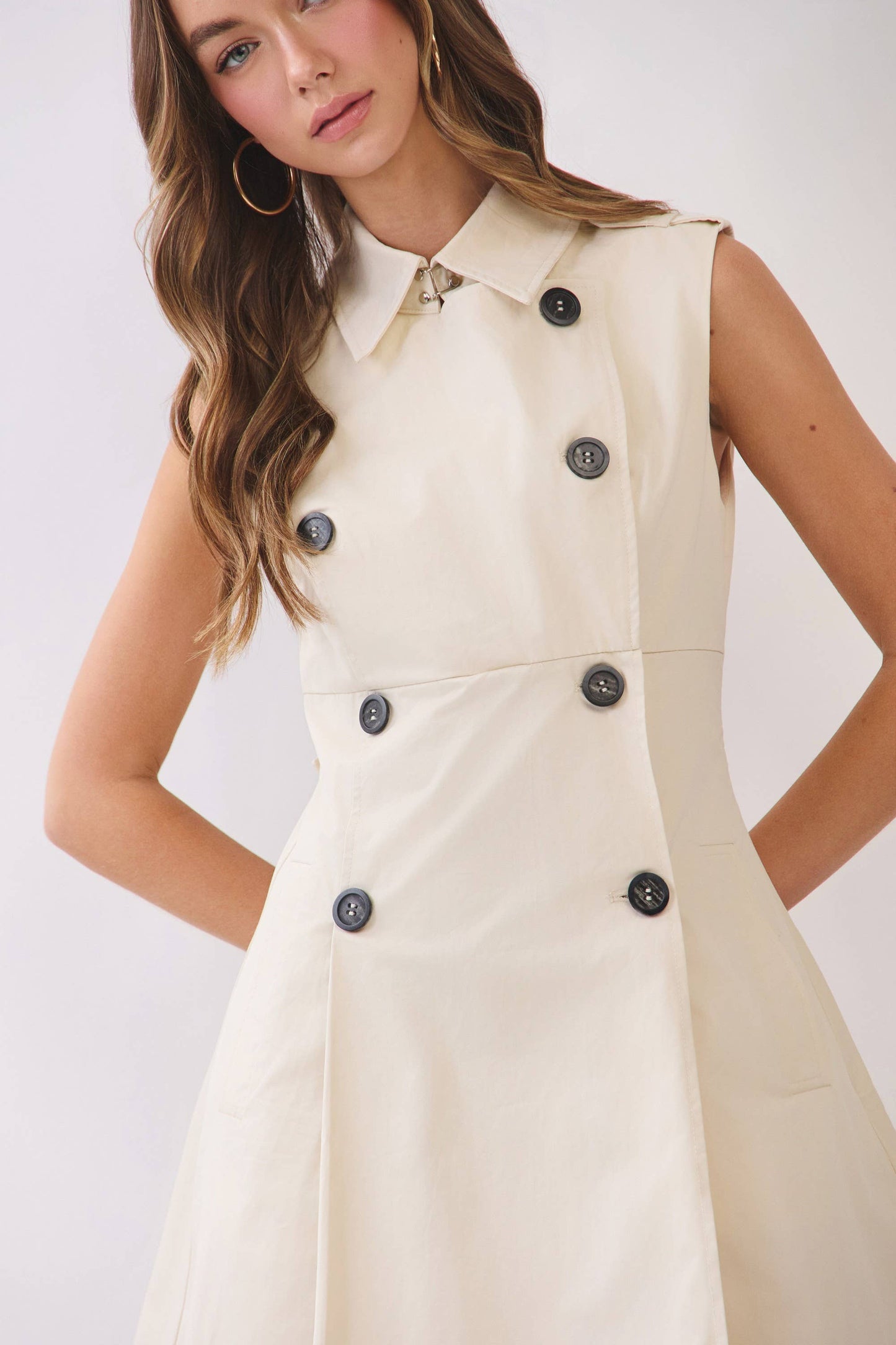 Sleeveless Trench Design Mini Dress