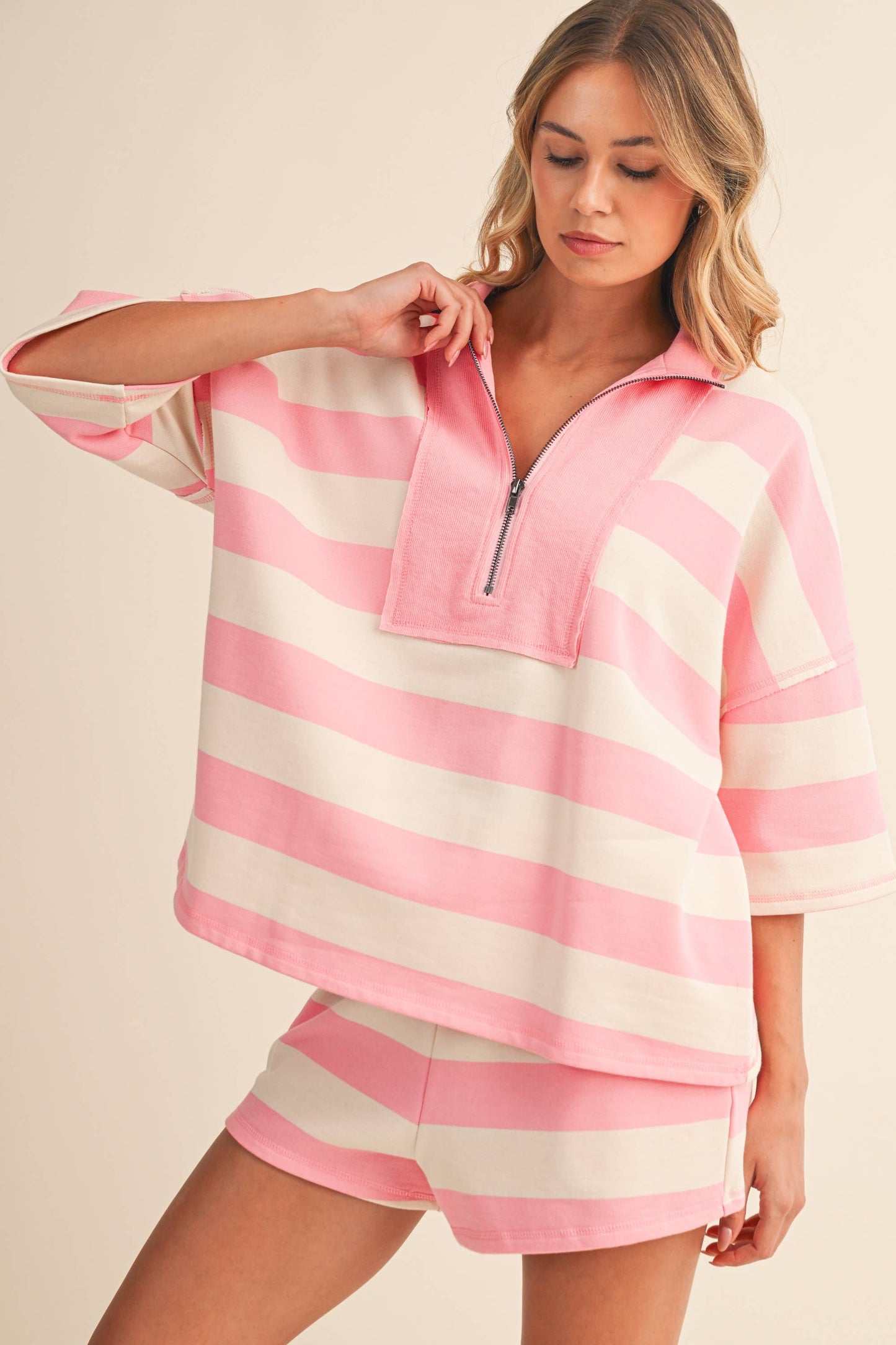 STRIPED HALF ZIP SET *More Colors*