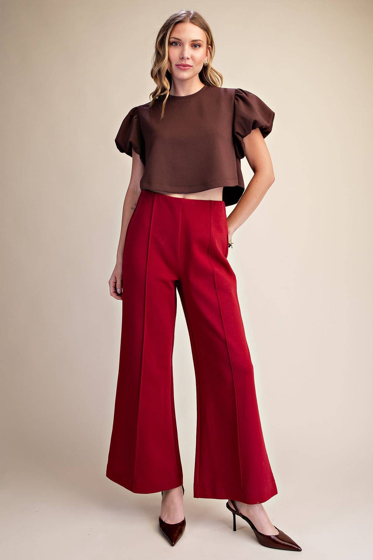 Cropped Puff Sleeve Top *More Colors Available*