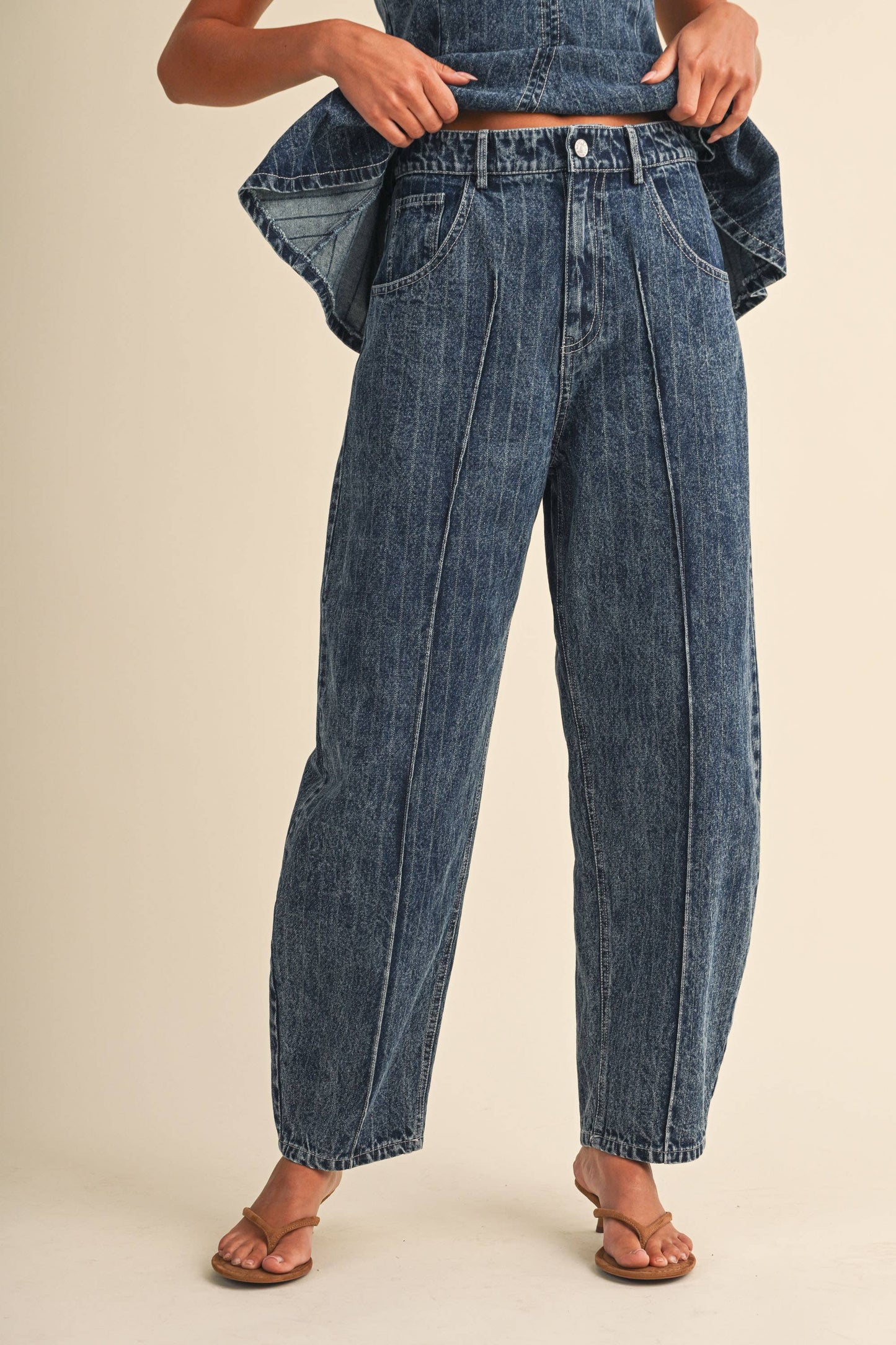 DENIM PEPLUM & BARREL SET