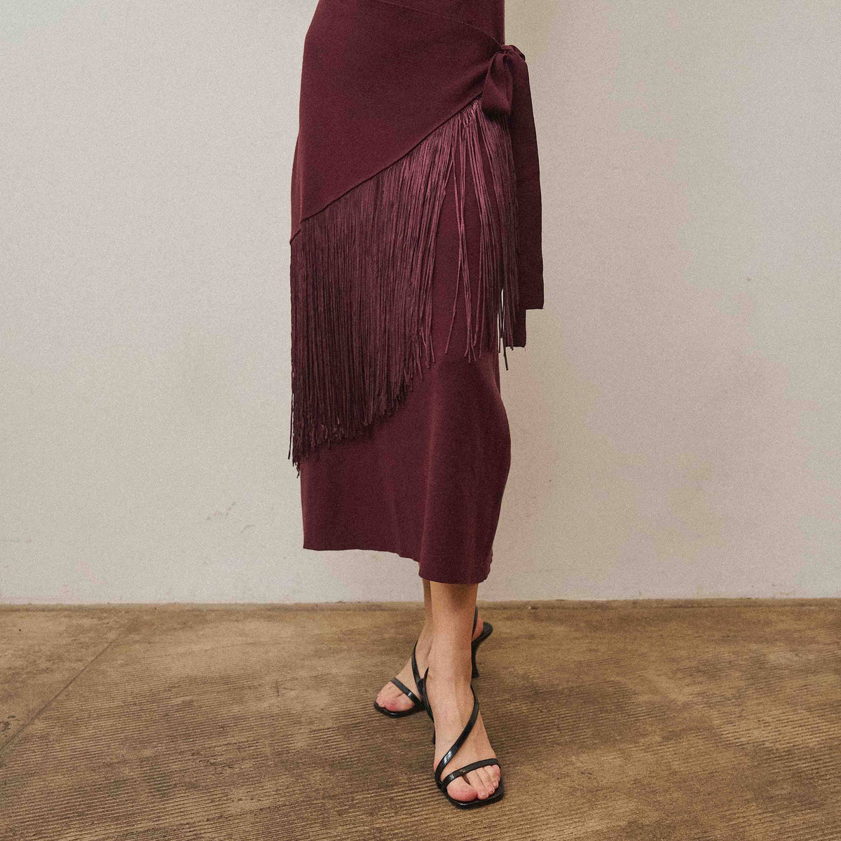Fringe wrap dress