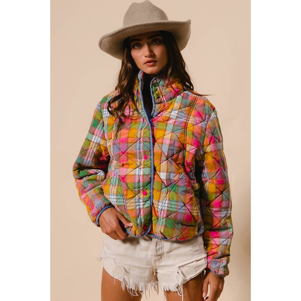 PLAID QUILTED JACKET