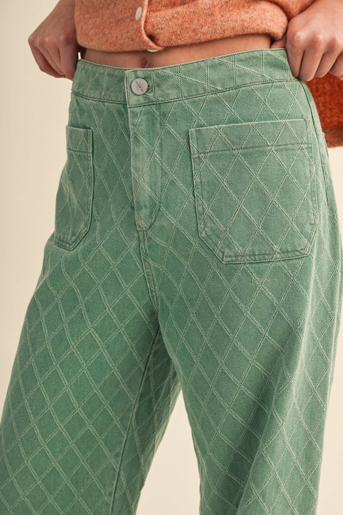 QUILTED WIDE LEG PANTS