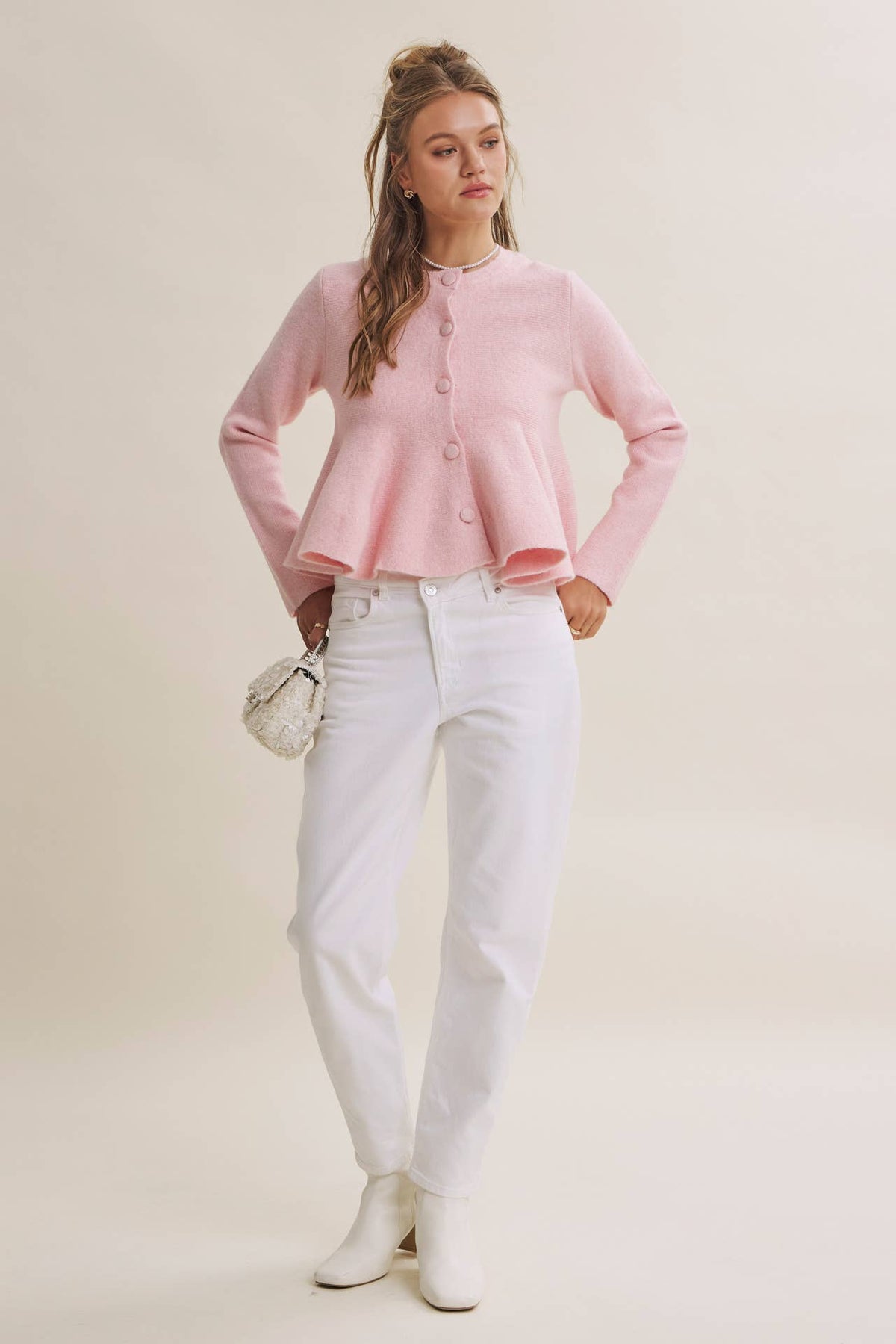 PEPLUM BUTTON SWEATER *MORE COLORS*