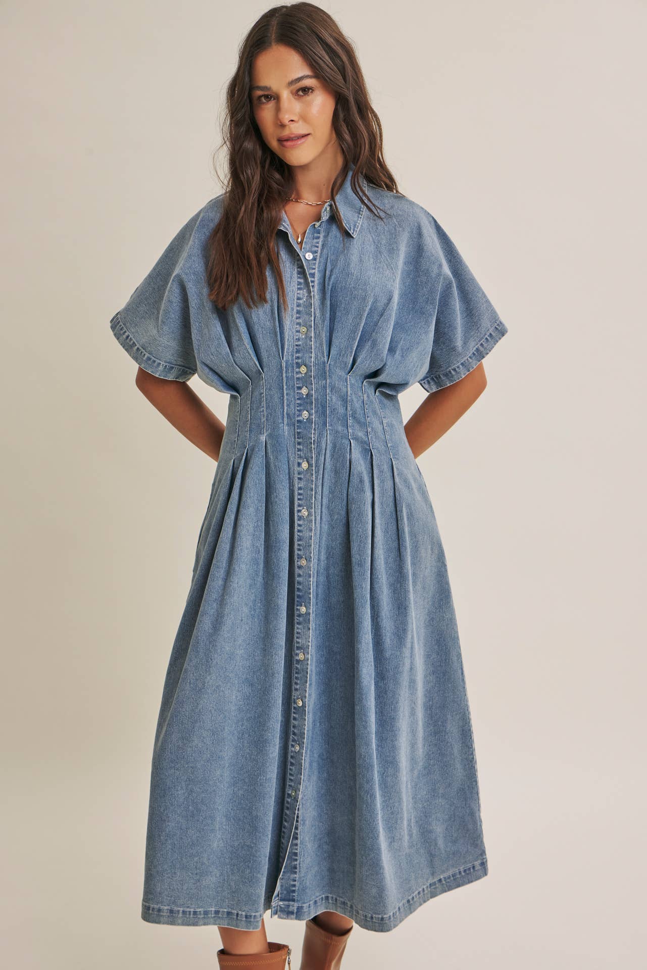 BUTTON-DOWN DENIM DRESS