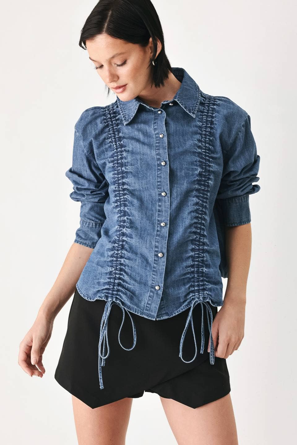 Denim Ruched Top
