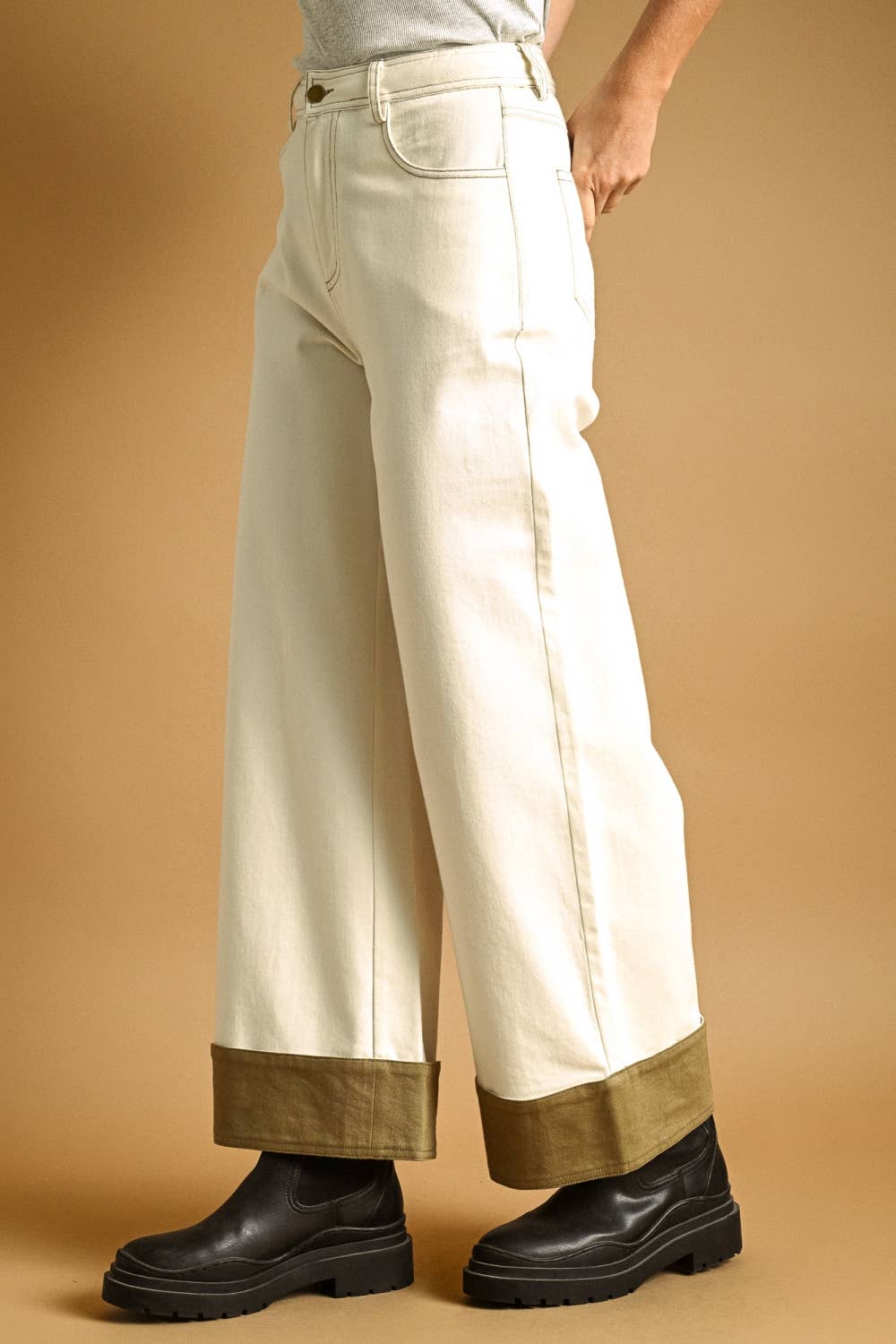 CONTRAST CUFF PANTS