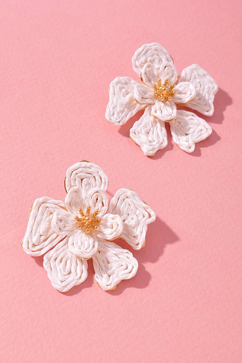 Raffia Flower Statement Earrings