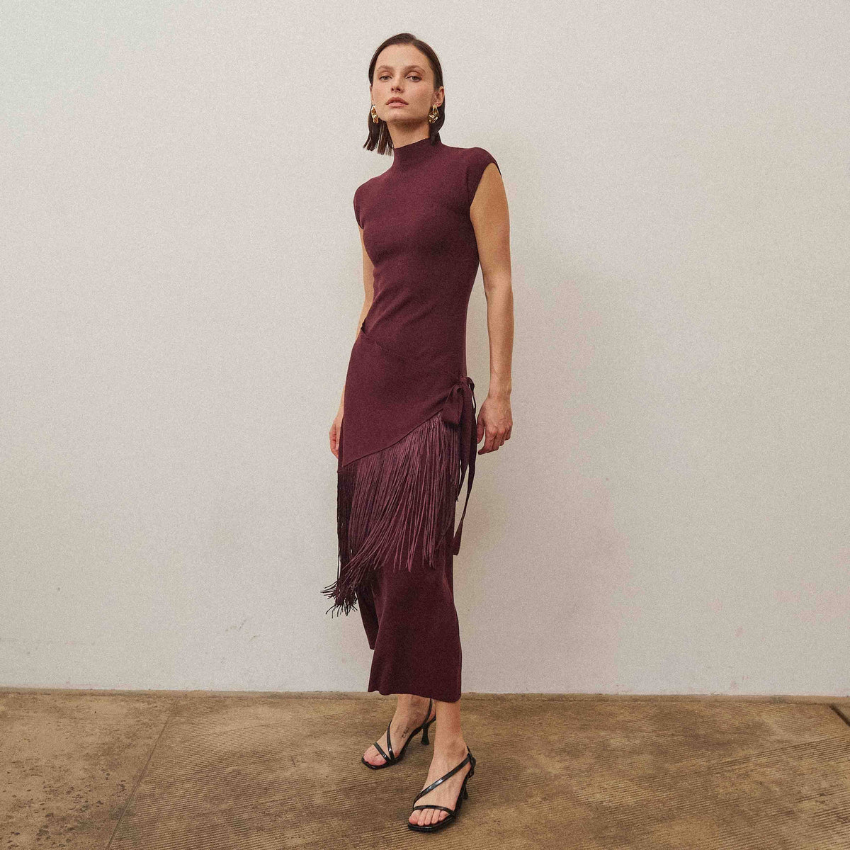 Fringe wrap dress