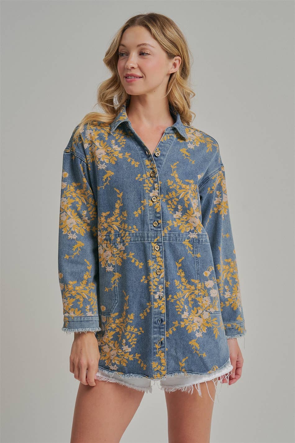 FLORAL DENIM SHIRT
