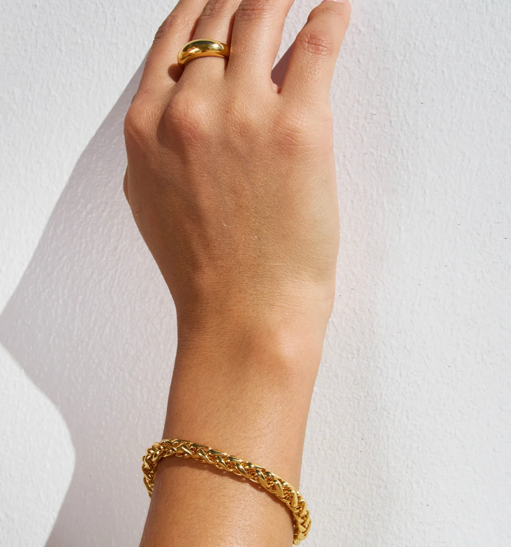 Rope Spiga Bracelet Stainless Steel  14K Gold. Waterproof