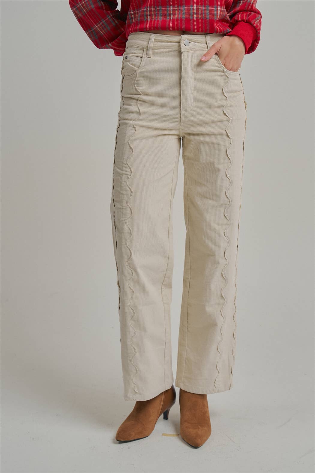 CORDUROY SCALLOPED PANTS