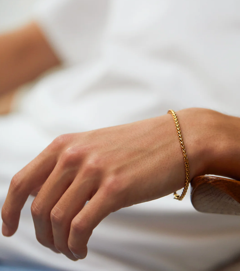 Rope Spiga Bracelet Stainless Steel  14K Gold. Waterproof