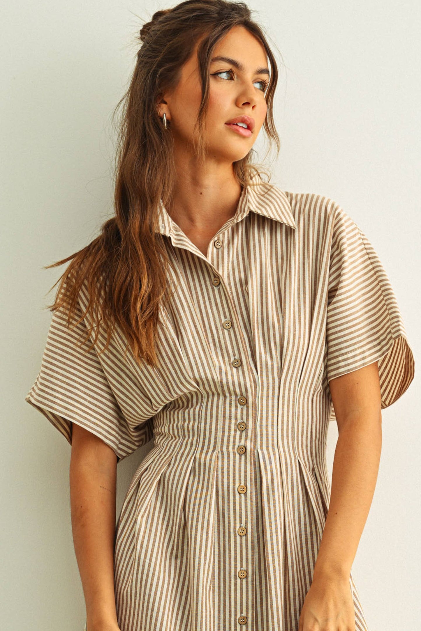 STRIPED BUTTONDOWN SHIRT DRESS