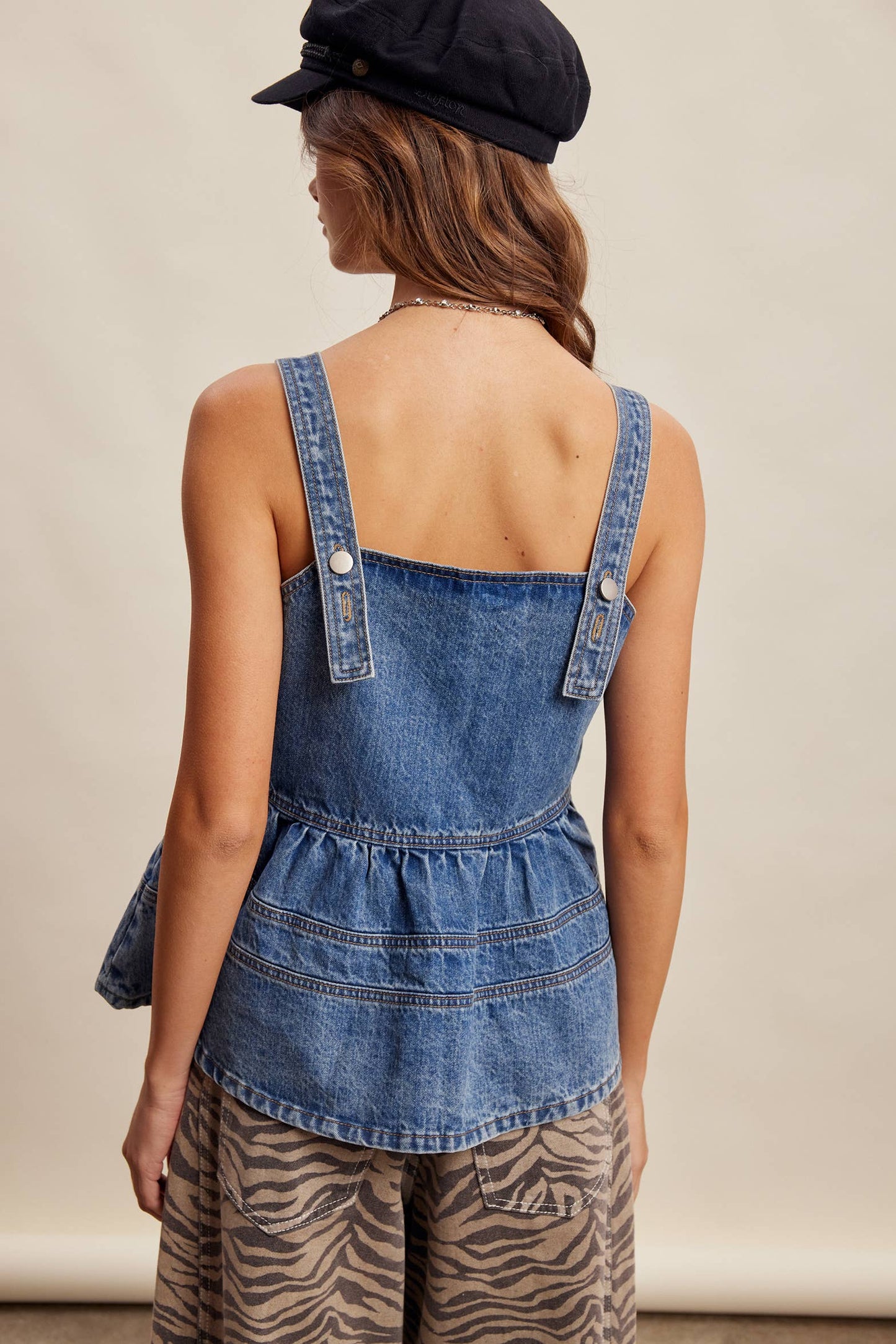 Denim Peplum Tank Top