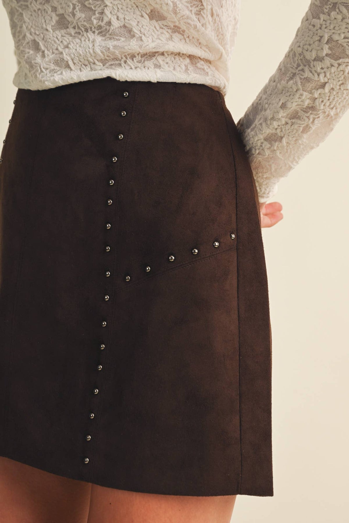 Studded Suede Skirt