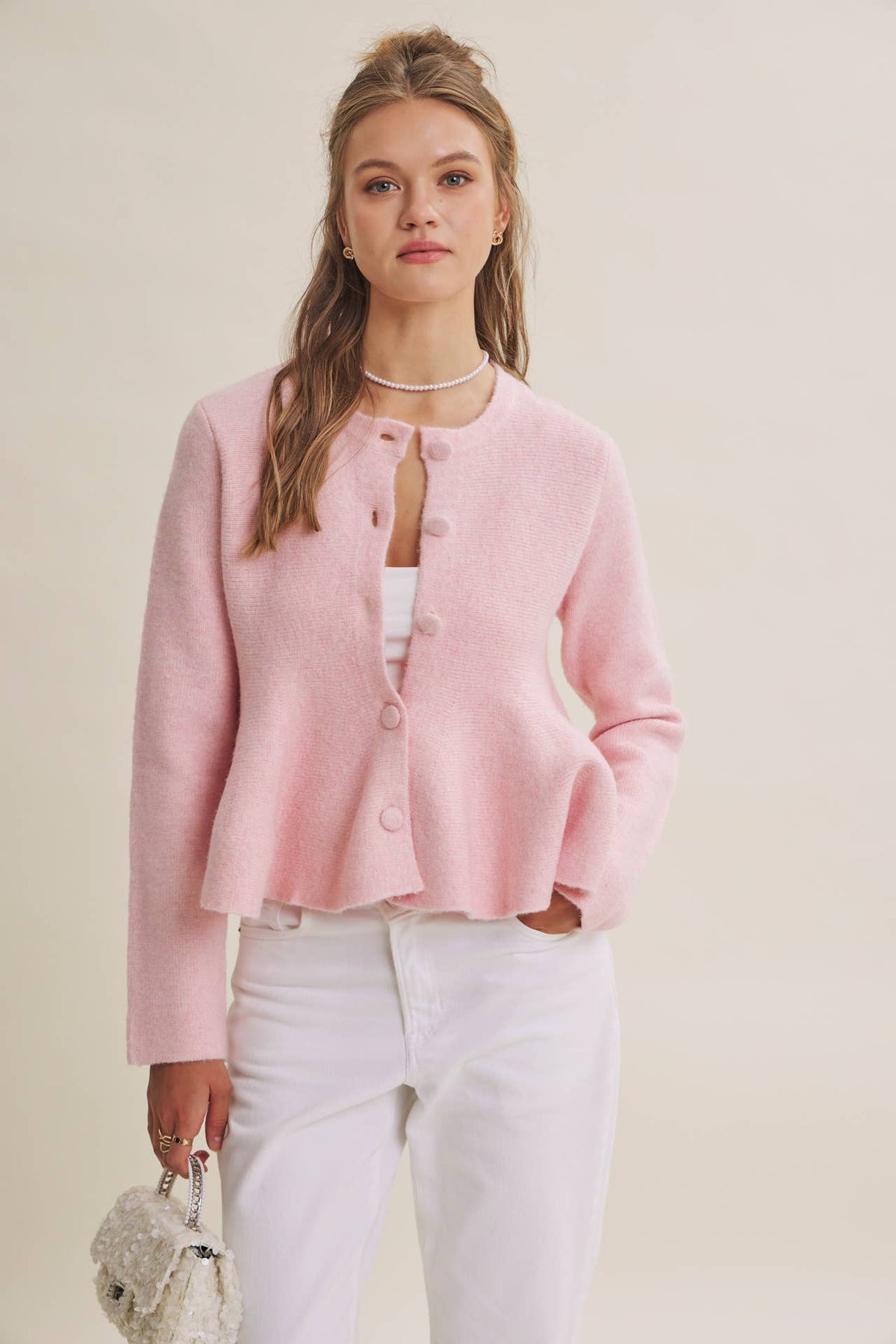 PEPLUM BUTTON SWEATER *MORE COLORS*