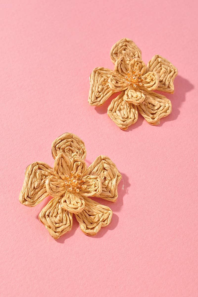 Raffia Flower Statement Earrings