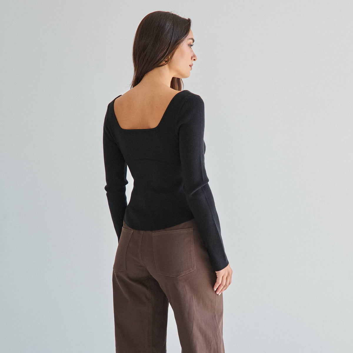Pleated split knit top