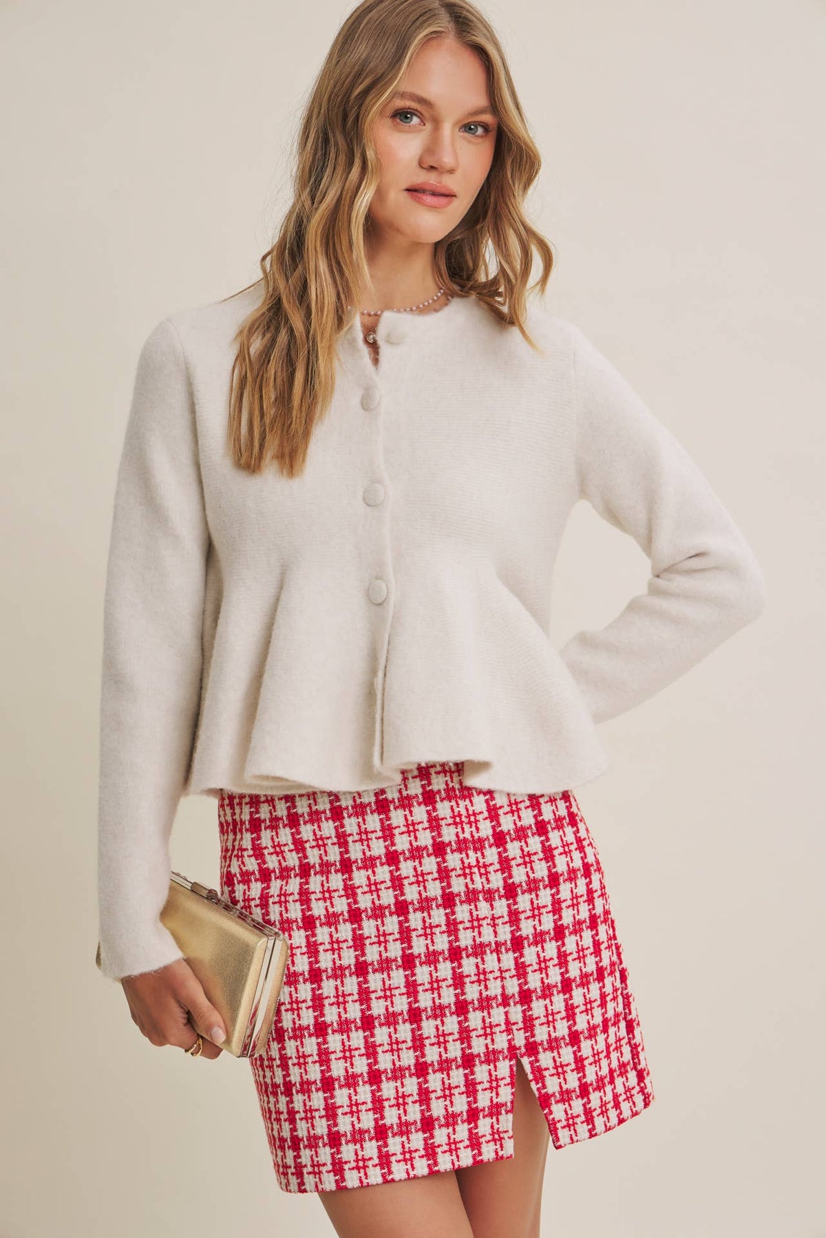 PEPLUM BUTTON SWEATER *MORE COLORS*