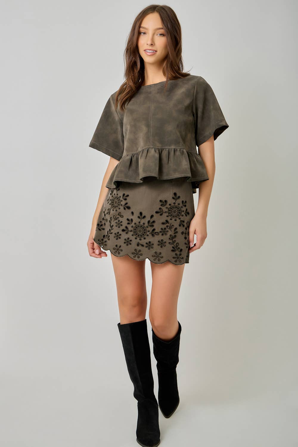 Vintage Faux Leather Peplum Top