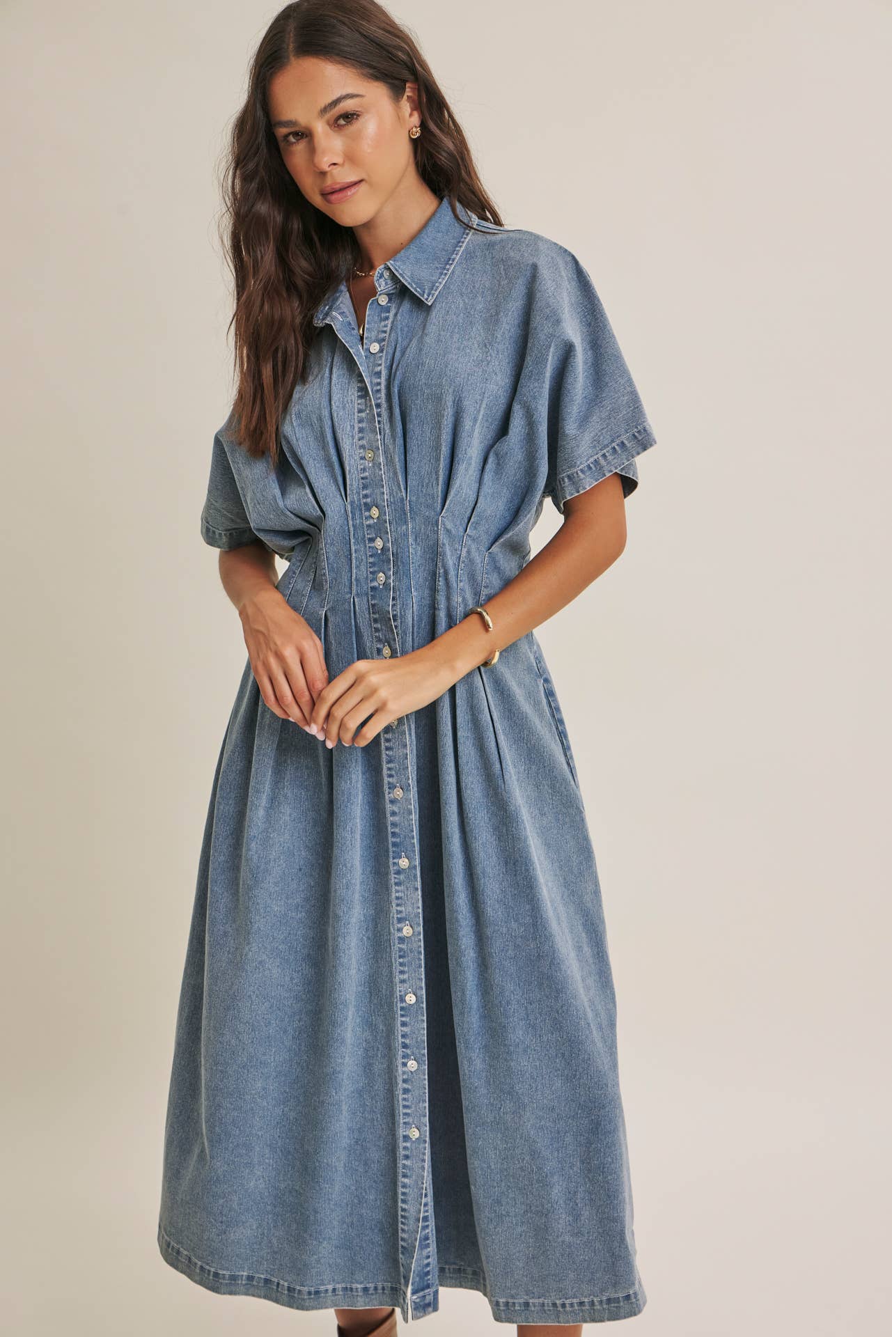 BUTTON-DOWN DENIM DRESS