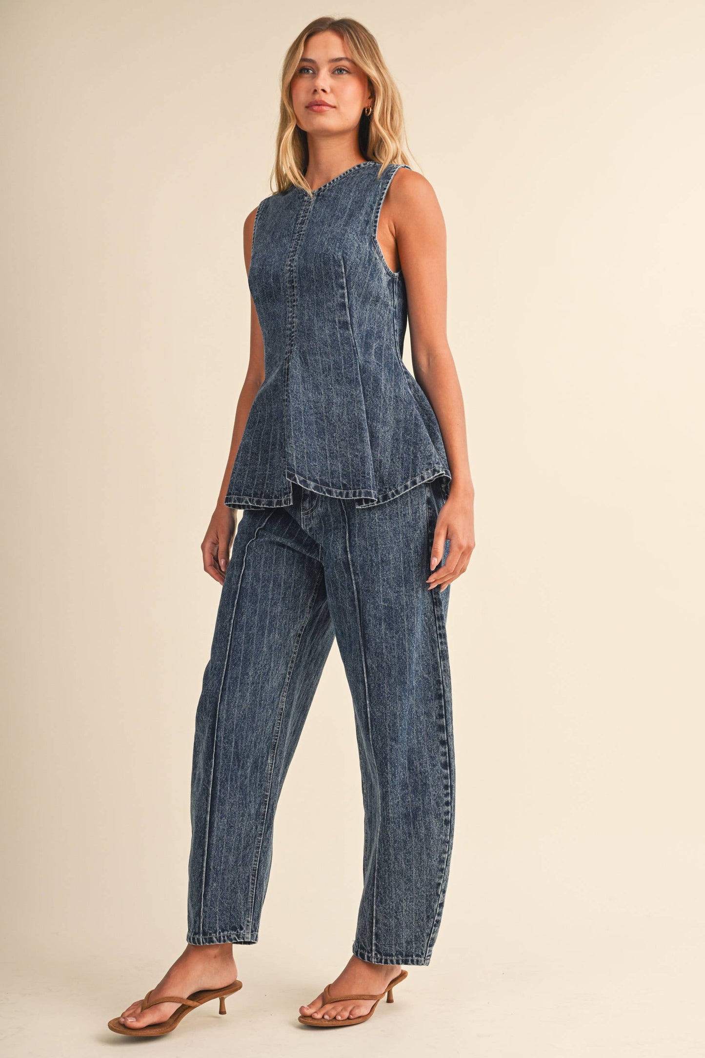 DENIM PEPLUM & BARREL SET