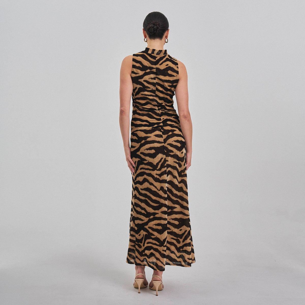 Tiger print mock neck top