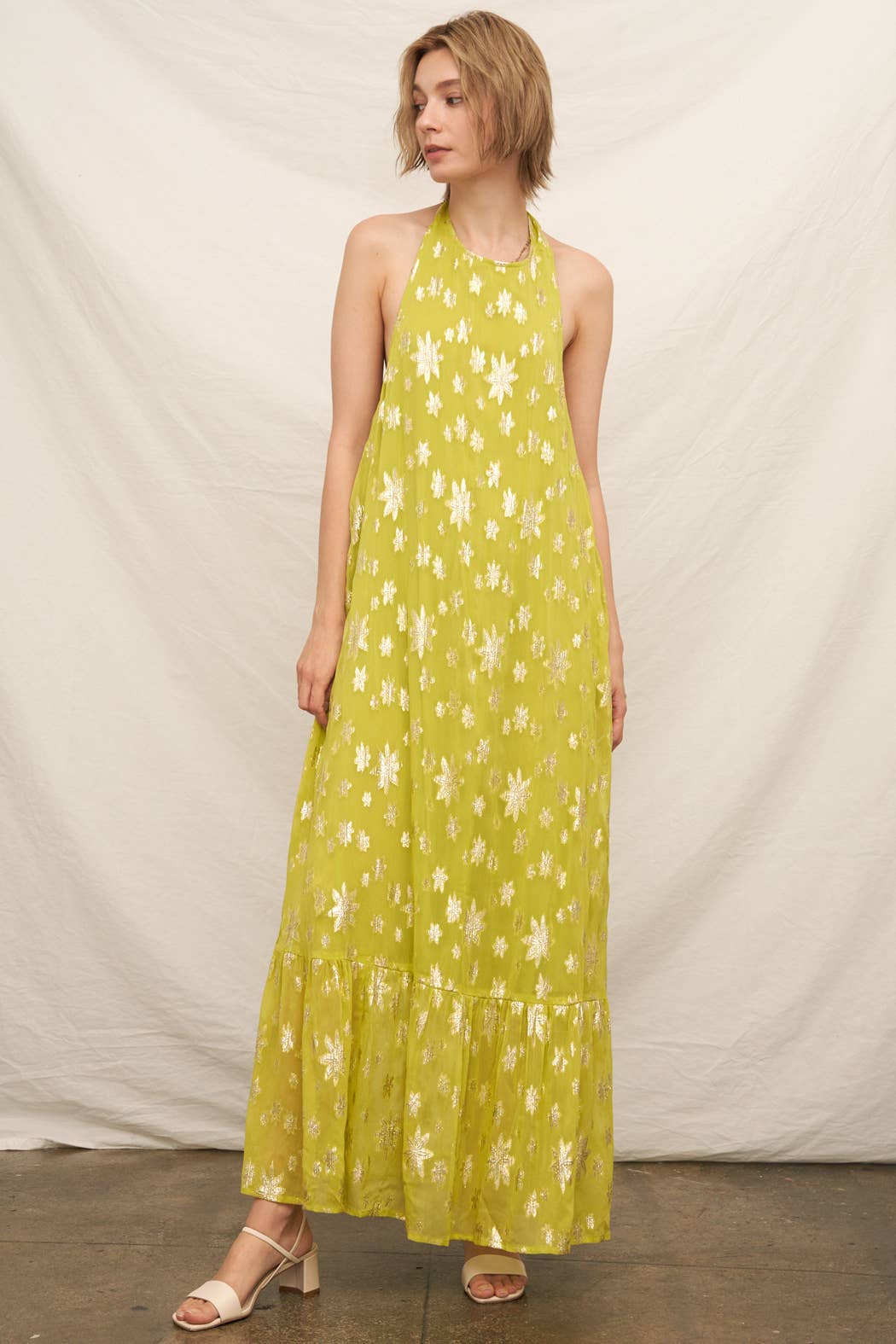 Halter Neck Metallic Maxi