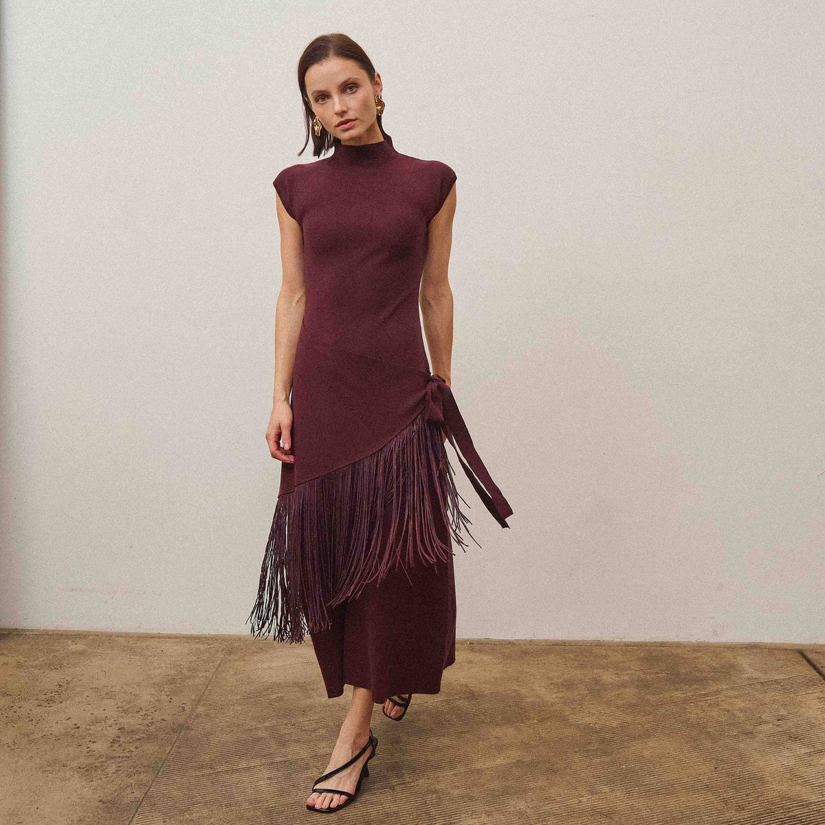 Fringe wrap dress