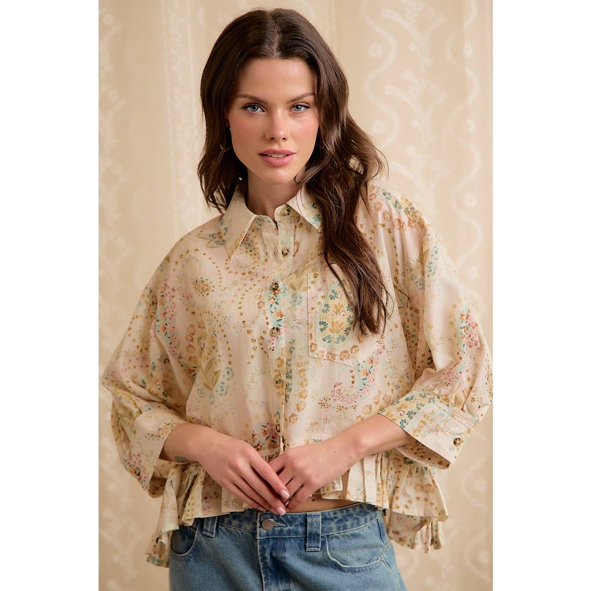 FLORAL BUTTON DOWN BLOUSE