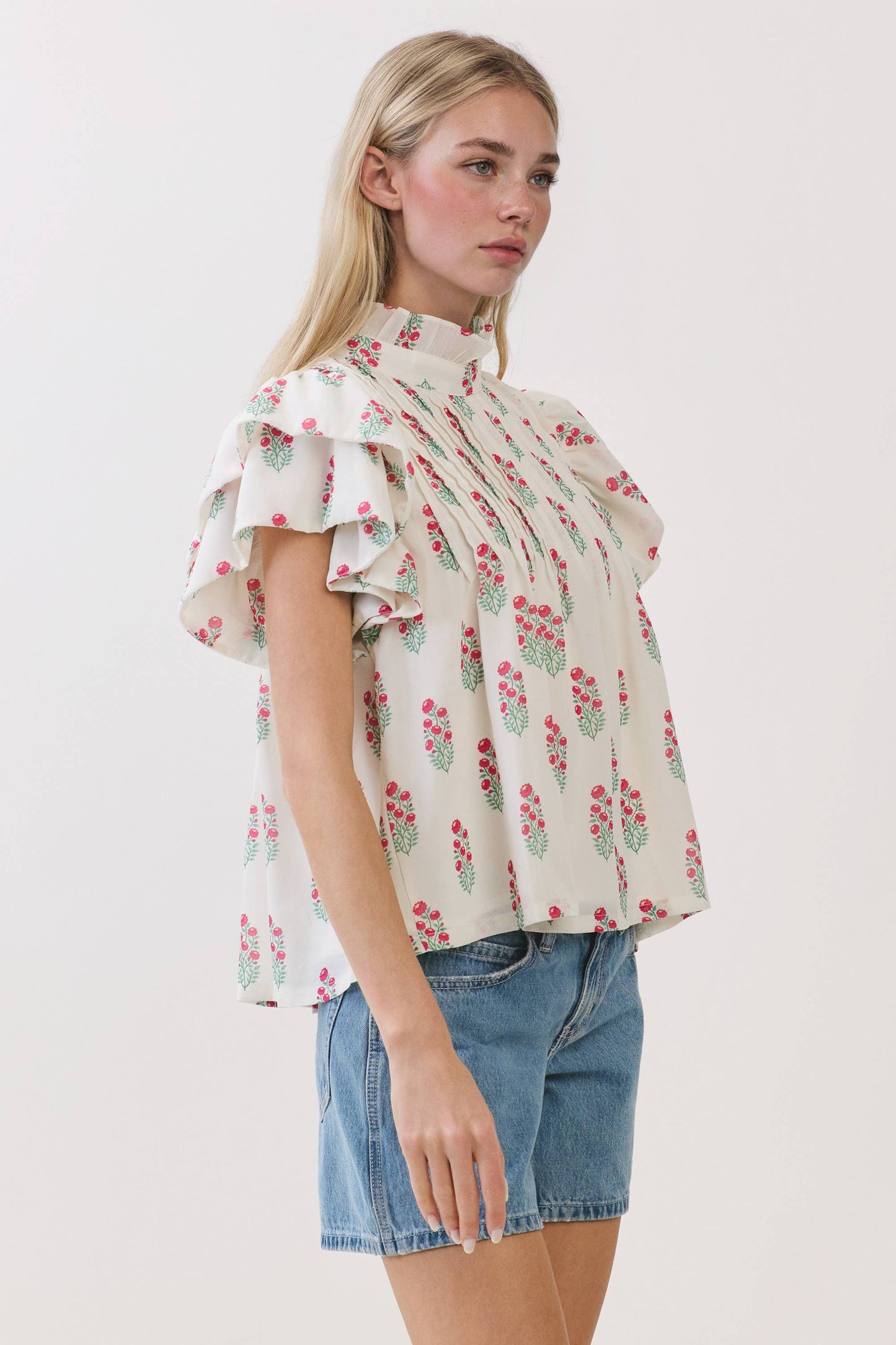 Floral Print High Neck Top