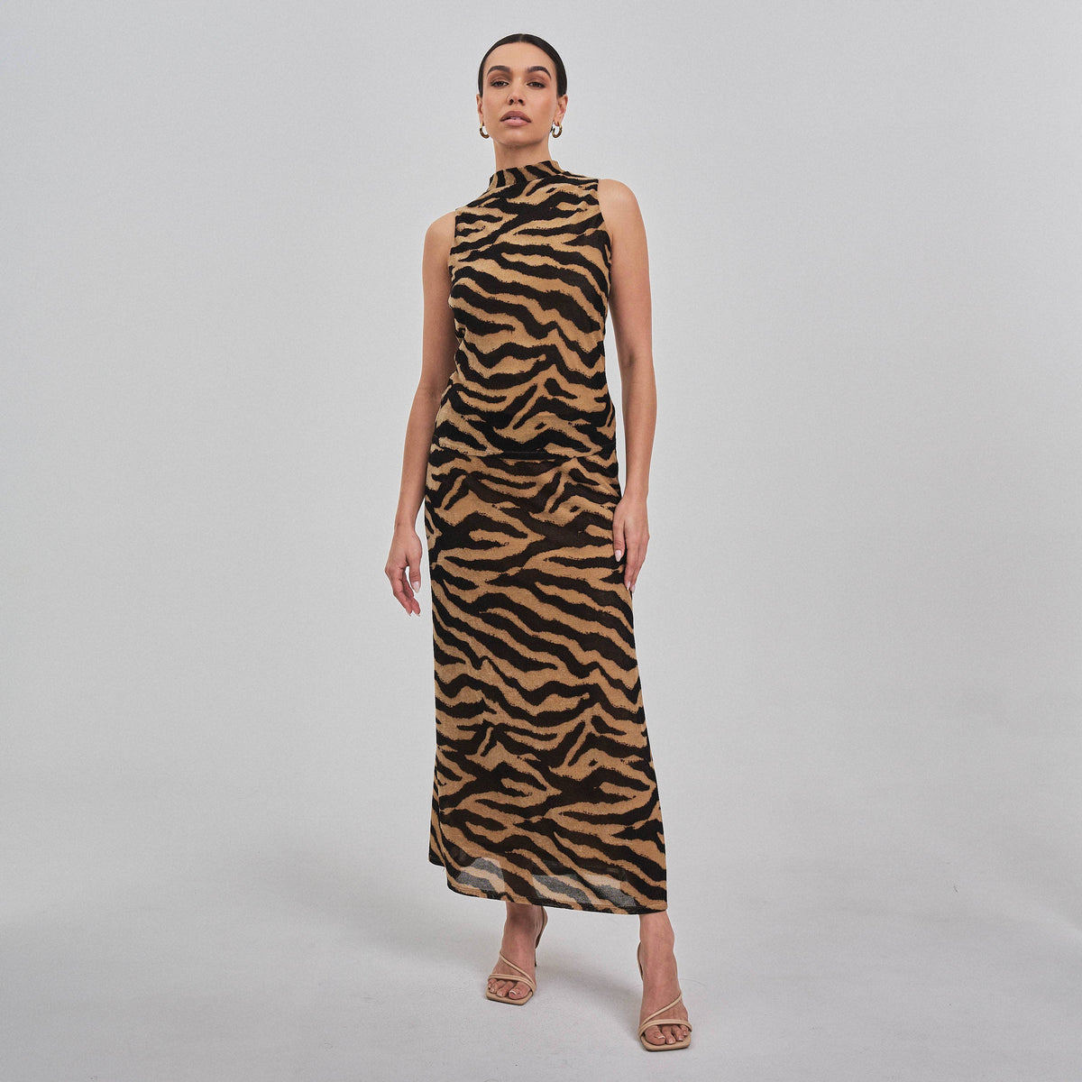 Tiger print maxi skirt