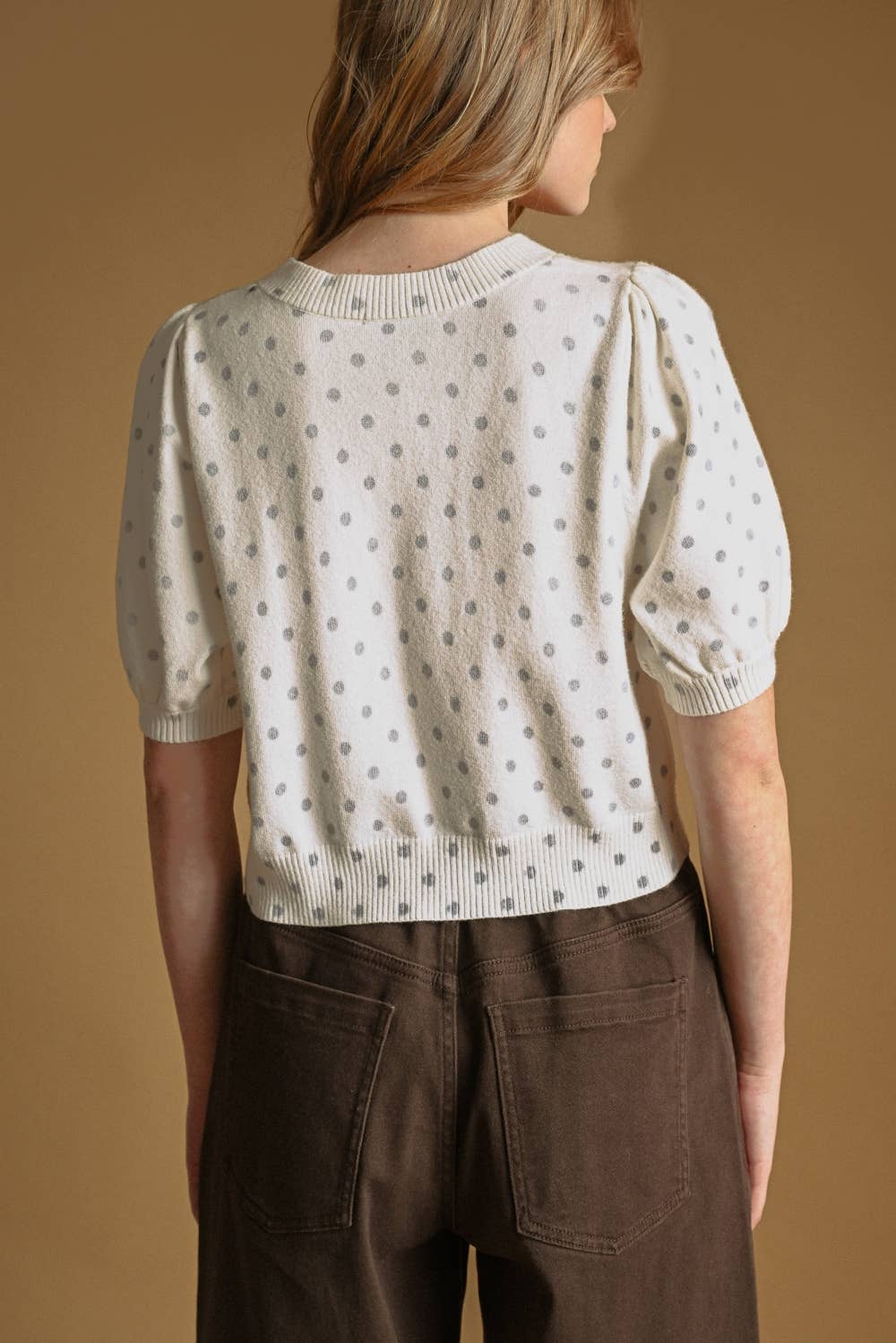 POLKA DOT SHORT SLEEVE CARDIGAN