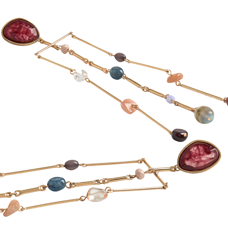 Serenity  Fringe Earring- Genuine Gemstone and 14K gold 